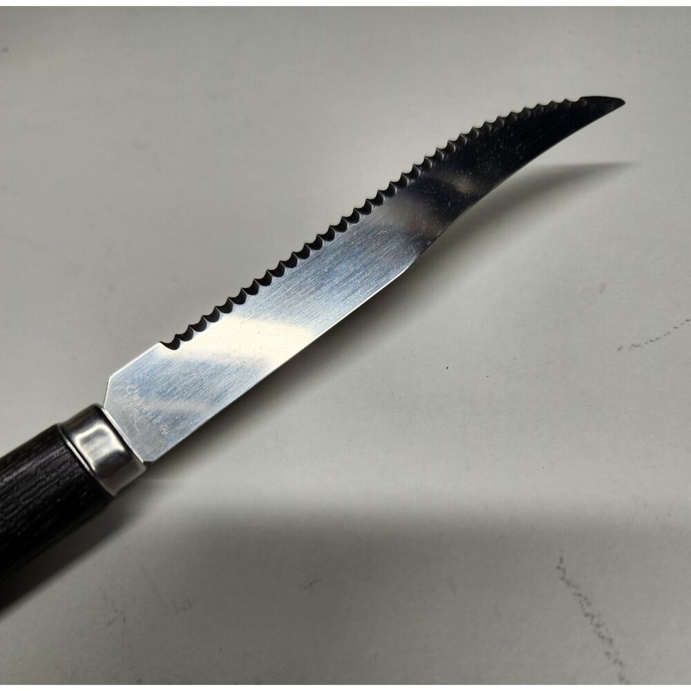 Vintage Quikut 8" Serrated Blade Steak Knife Faux Wood